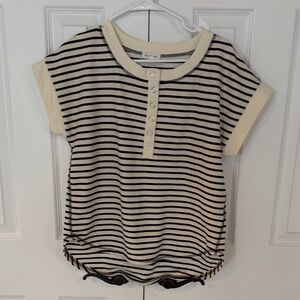 Blu Pepper Black and Cream Striped Top
